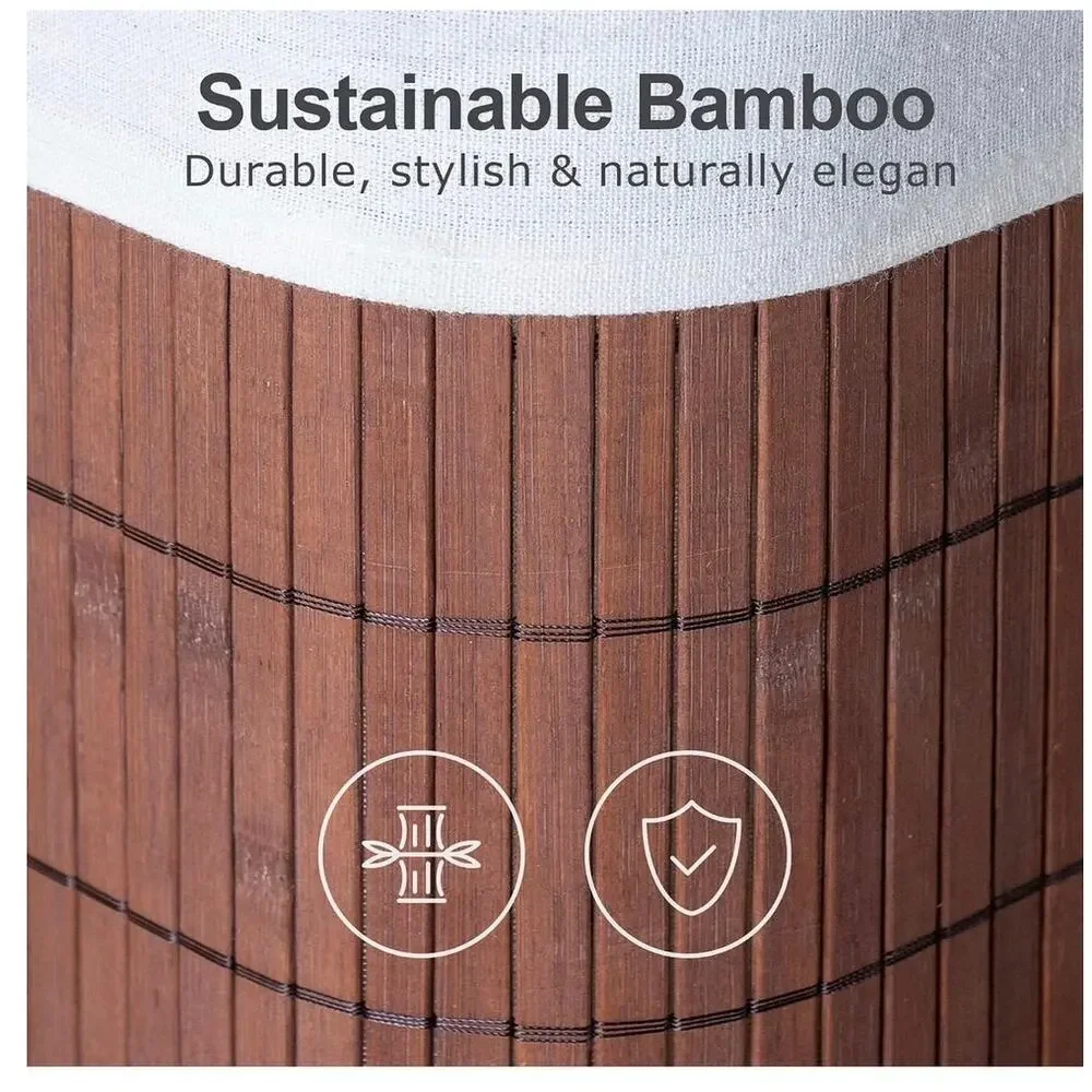 Bamboo Stair Basket with Lid & Handle For Wooden Carpeted Staircase NEW Brown